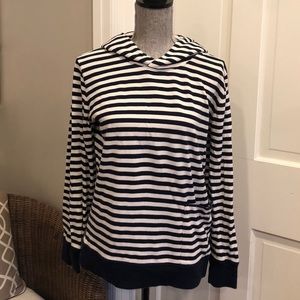 J. Crew Navy Blue Striped Hoodie Sweatshirt